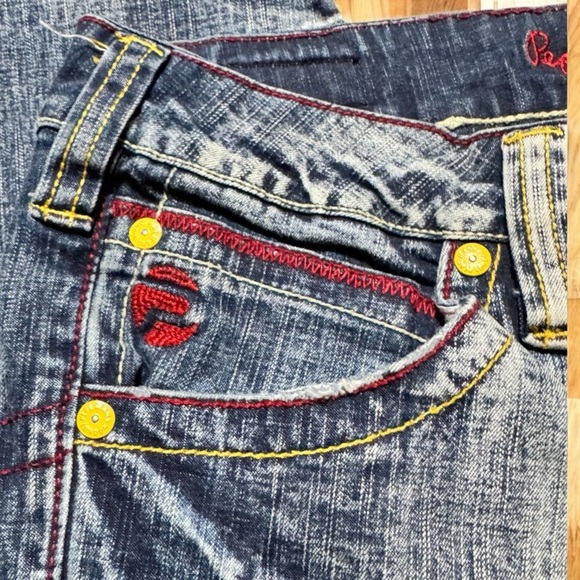 Pepe Jeans London Y2K Flare Jeans 32W x 31L • Swirl Embroidery • Mid Rise - Picture 8 of 13